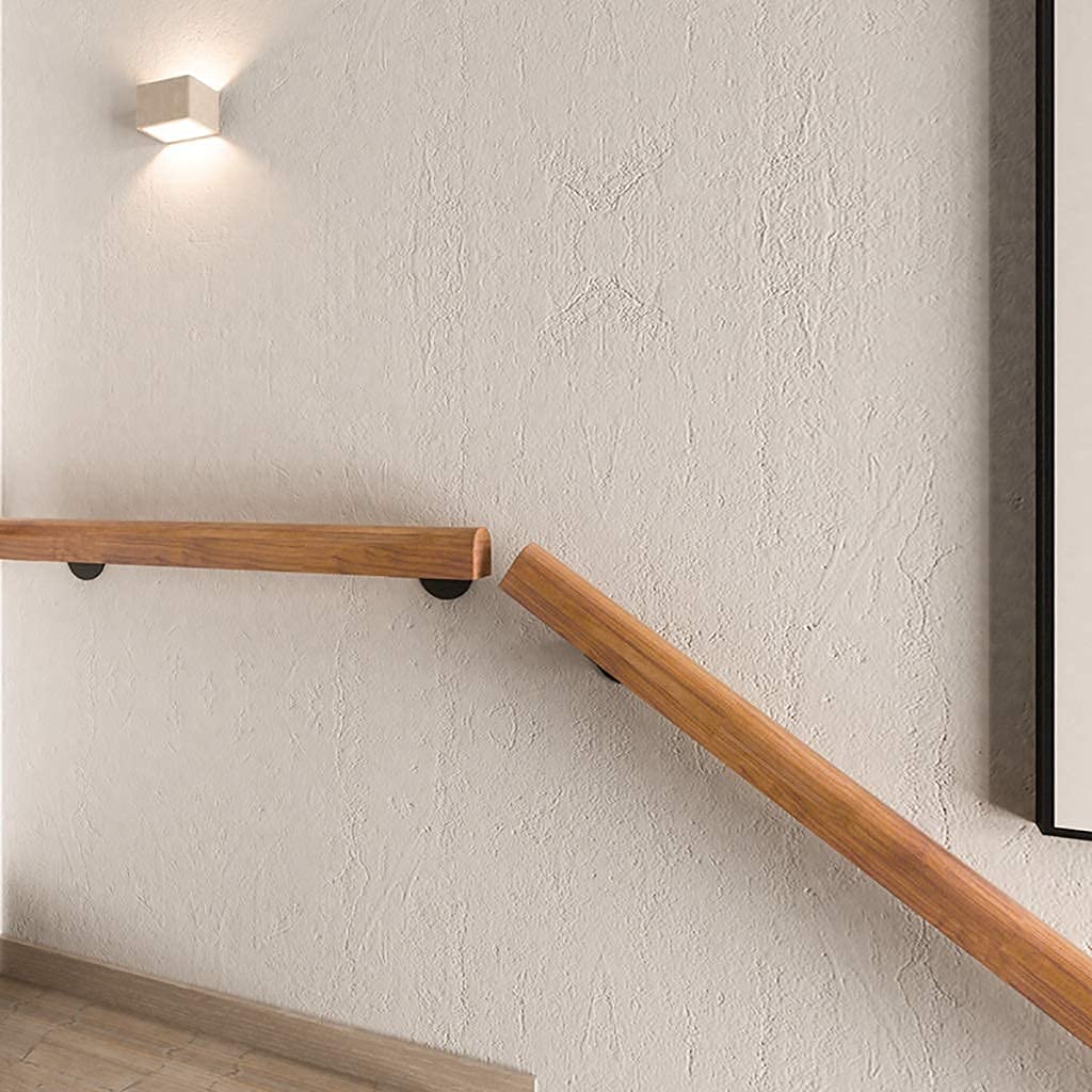 Barandilla de escalera universal para exterior, interior, barandilla de escalera de madera antideslizante, kit completo, con 2 soportes fijos de hierro, barra de soporte para pasillo de barandil