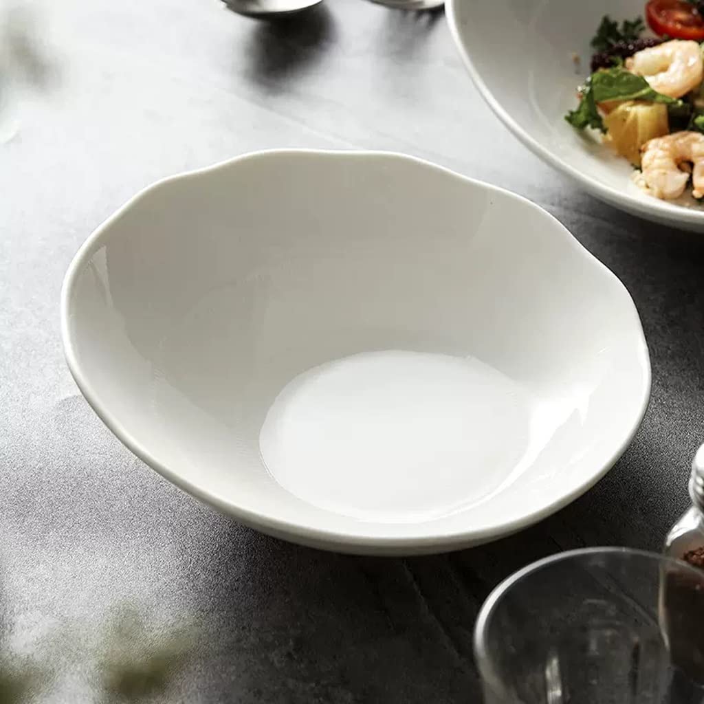 Miska na płatki owsiane Ukośna salaterka Talerz na warzywa i owoce Duża ceramiczna miska deserowa Biała zastawa stołowa Zestaw dwuczęściowy Miski do serwowania /498