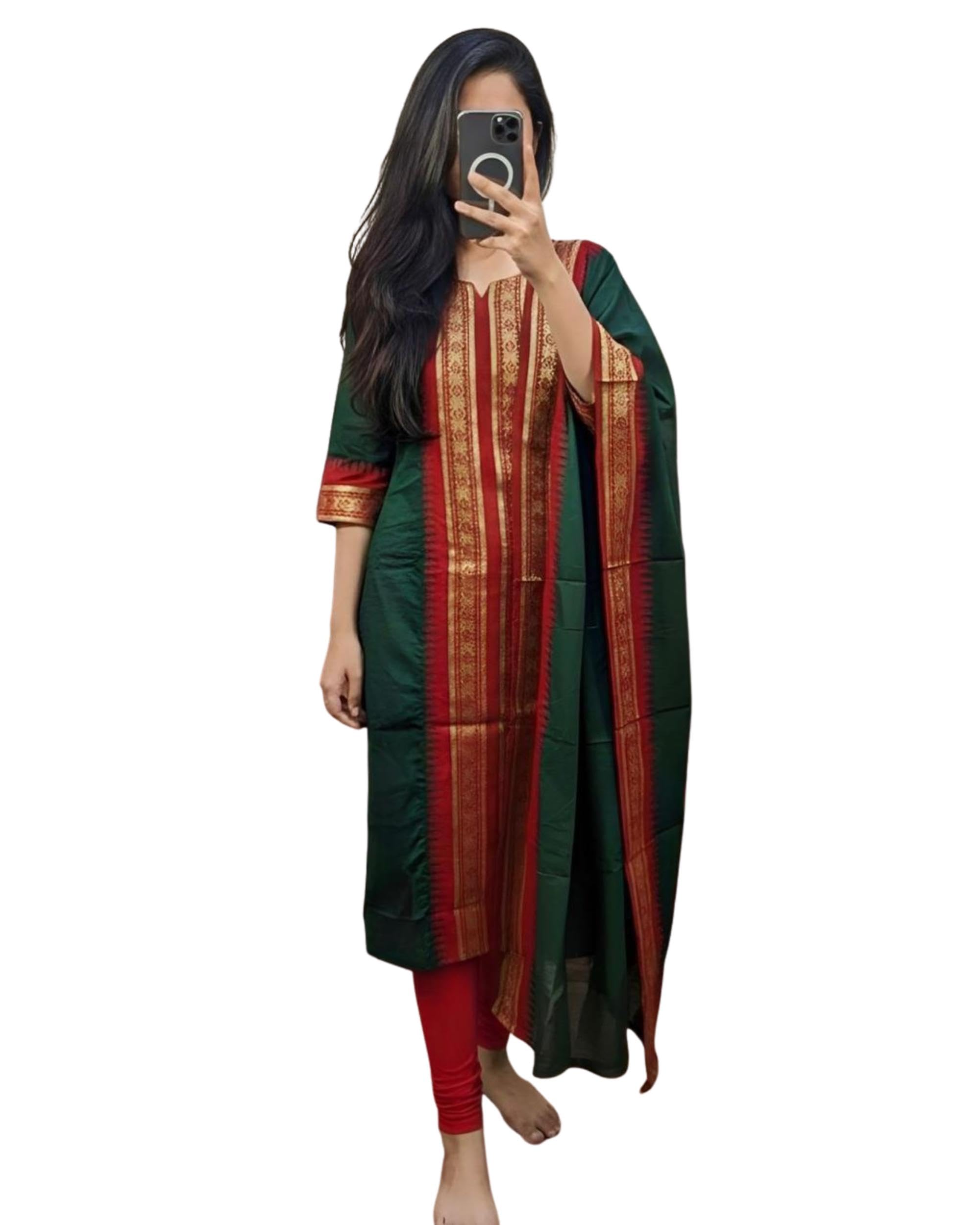 nisfas Womens Pure Silk Cotton Straight Kurti Set with Dupatta - Crew Neck & 3/4 Sleeves - Soft & Comfortable Fabric - Elegant Printed Design for Casual Wear-picture-51