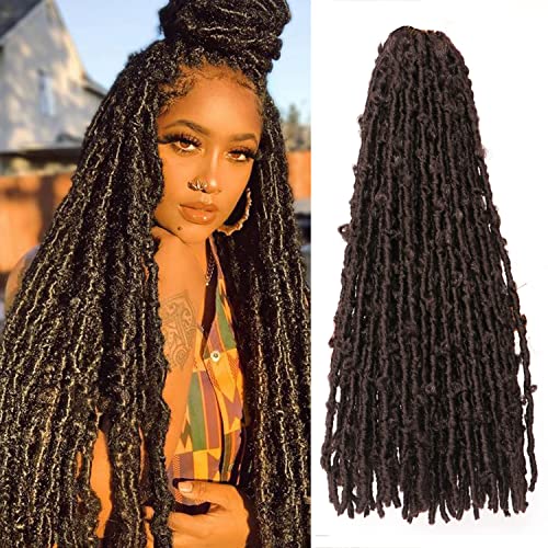 Butterfly Locs Crochet Hair 6 Packs Long Faux Locs Crochet Braids Pre looped Distressed Locs Soft Locs Crochet Dreadlocks Synthetic Hair Extensions (4#