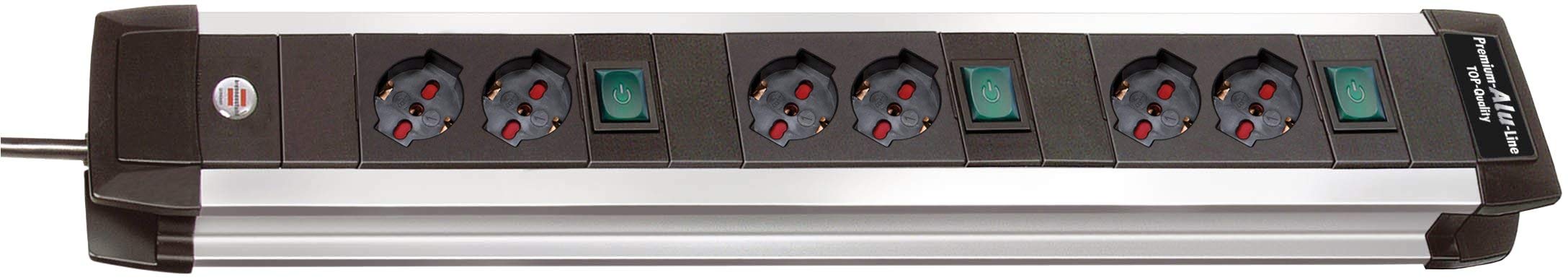 Ciabatta Elettrica Brennenstuhl Premium-Alu-Line - 10 Prese IT, Cavo 3m, Interruttore Illuminato, Alluminio Nero - Foto 3