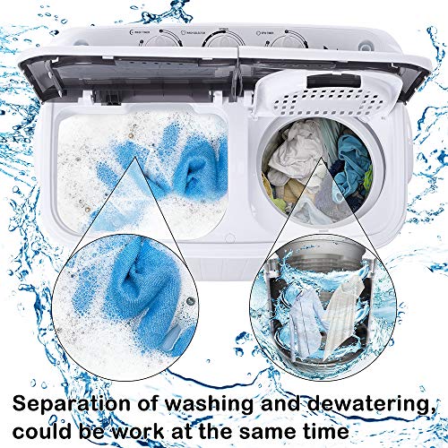 Compact Portable Washing Machine,Mini Compact Twin Tub with Built-in Drain Pump Washer 14.3Lbs Semi-automatic Portable Washer for Camping, Apartments, Dorms, College Rooms