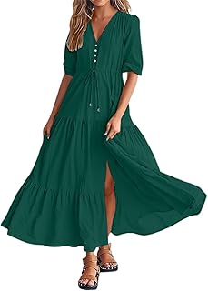 Vestido de verano para mujer para salidas diarias y relajantes en casa. Diseño holgado. Color liso. Perfecto como accesorio. Ideal para primavera, verano y otoño. Vestido de mujer Exchange