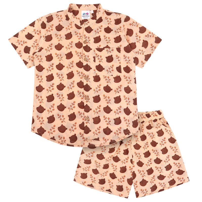 Image of superminis Baby Boys Cotton Printed Shirt and Nikkar /Shorts Coordinated Set
