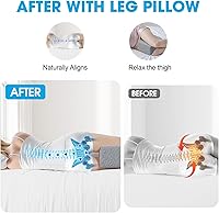 Vista 7 de Knee Pillow for Side Sleepers with Cooling Gel, Memory Foam Elevation Pillow for Spine Aligning, Sciatica, Back, Hip, Knee, Ankle Pain, Grey/Regular