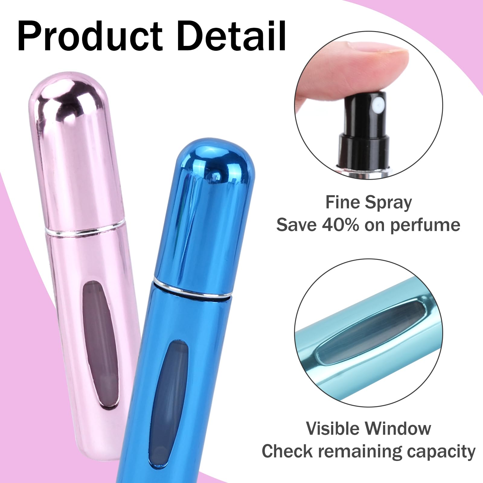 Mini-Parfümzerstäuber, nachfüllbar, tragbar, 5 ml, Sprühduft, Pumpetui für Damen und Herren, kleine Sprühflasche für Reisezubehör, 10 Stück