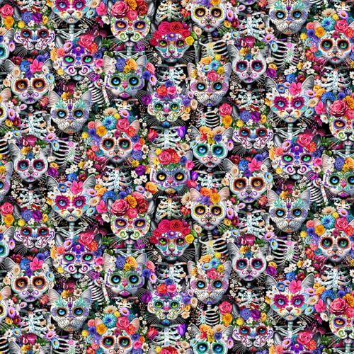 Timeless Treasures- Day of The Dead- CD3601 Multi Packed Cats