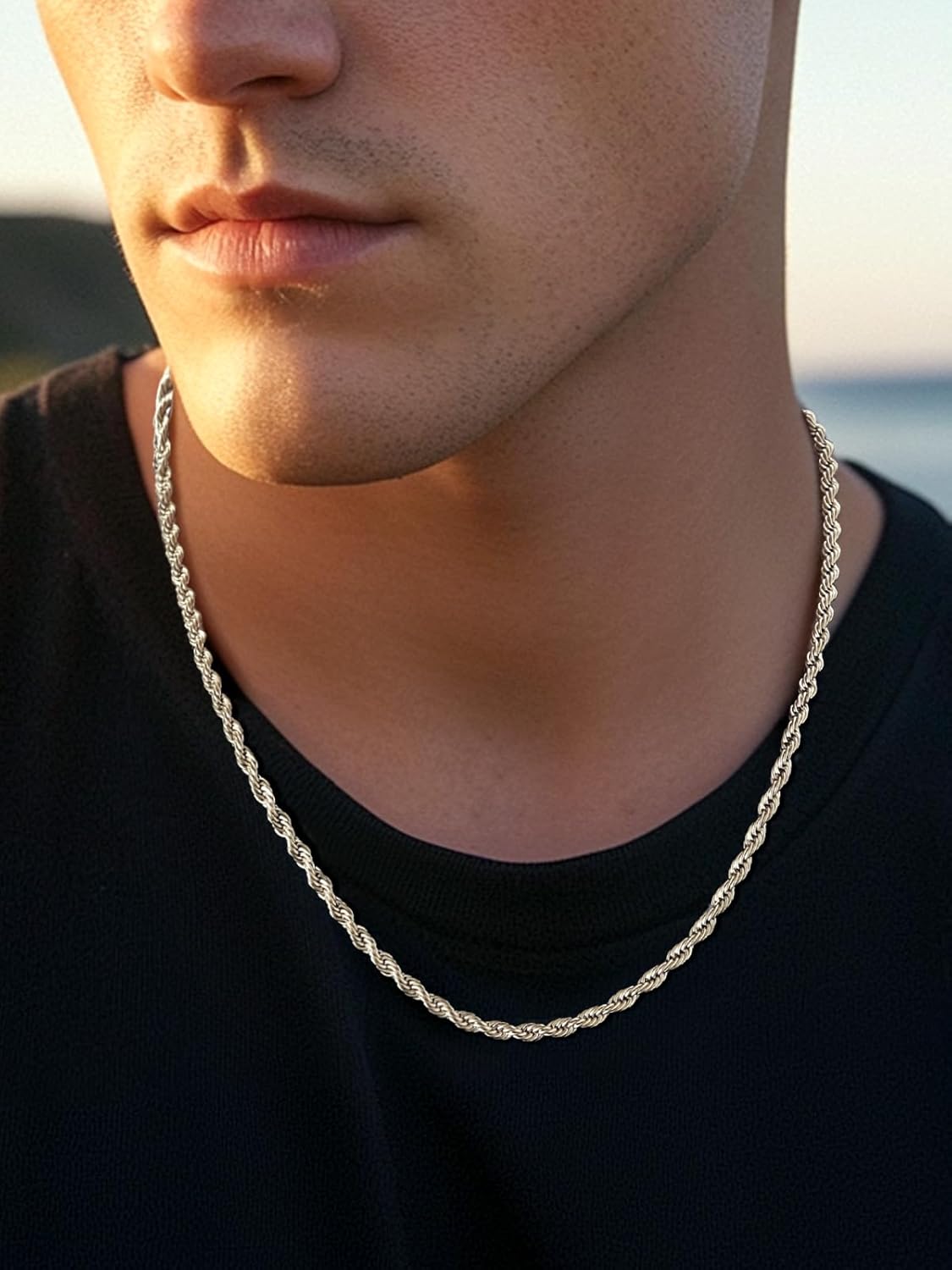 Supcare Mens Chains Necklace Stainless Steel Rope Chain Gifts,18-30 inches (with Gift Package) - Image 2