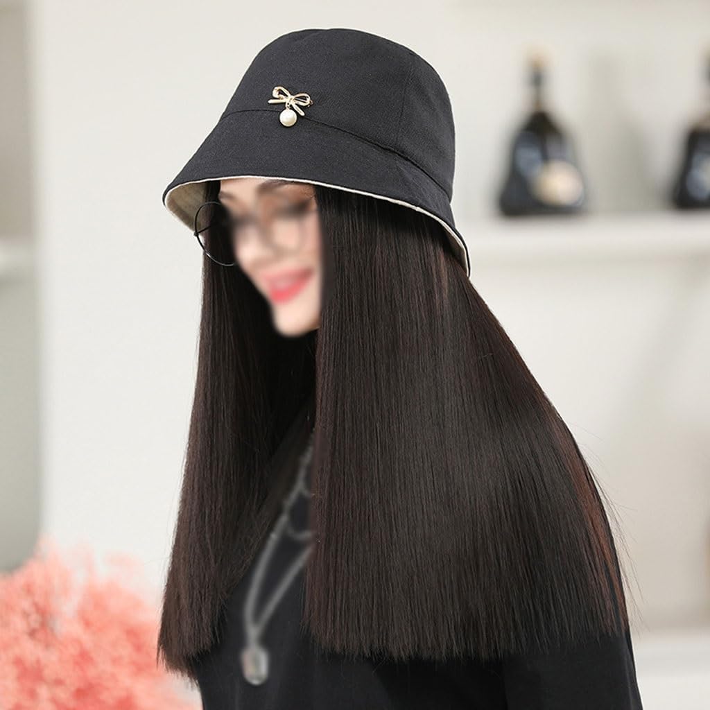 Bald Cap Exquisite and Fashionable Wig Cap, Women's Wig Cap, Long Straight Wig, Suitable for Music Festivals, Theme Parties, Weddings, Concerts, Dates Hair Cap (Color : 04)