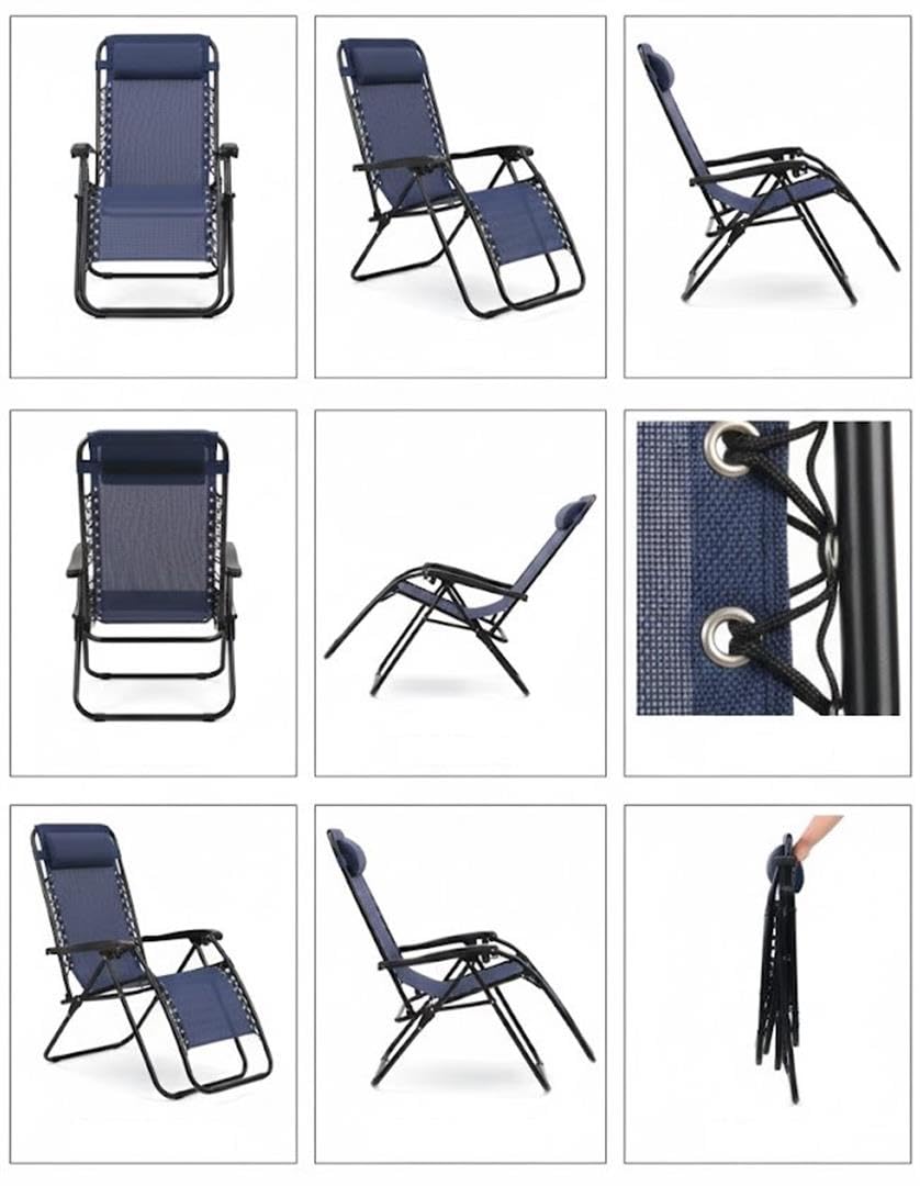 Creaciones Llopis ARW Silla Hamaca Plegable para Exterior con Cojín Silla Tumbona Gravity Plegable para Playa Medidas 158x63x106 cm. (Azul)