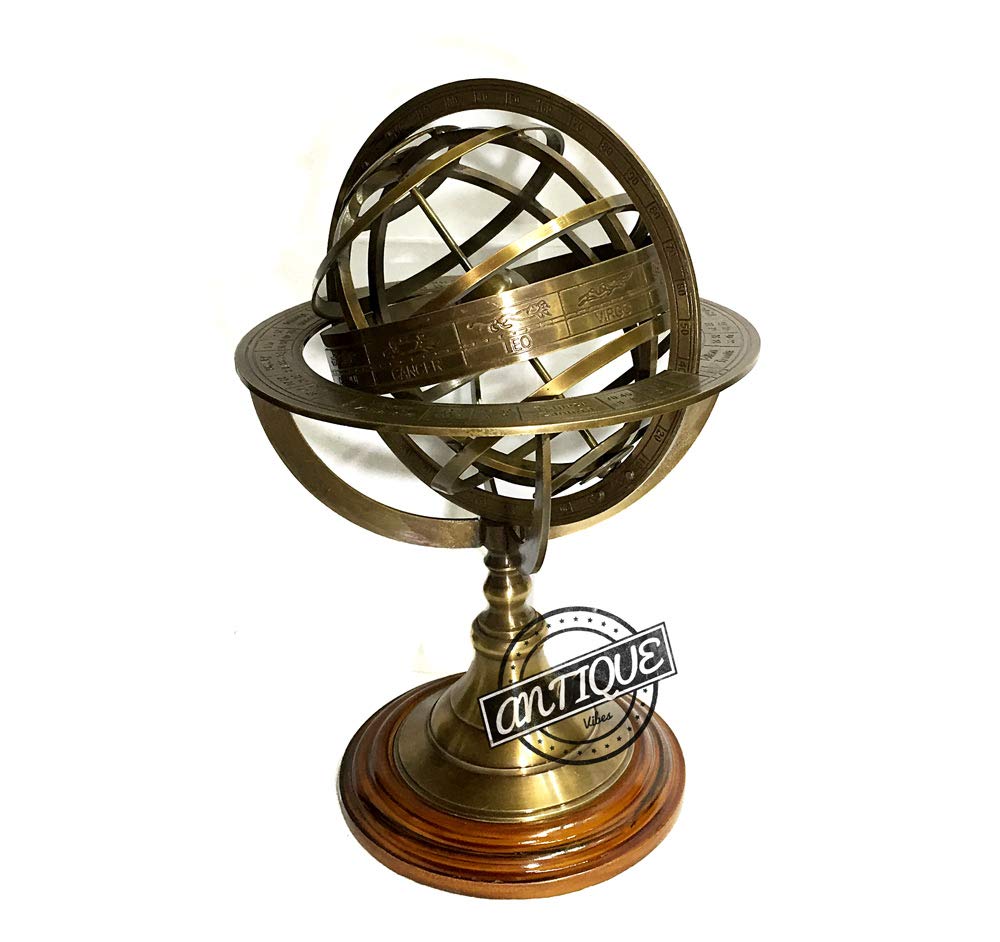 Vintage Zodiac Engraved Amillary Sphere Globe Table Top Astro Compass - Lot Set 10 Pcs