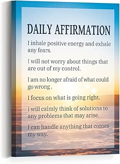 Daily Affirmations Motivational Quote Wall Art Canvas,Positive Inspirational Motto Canvas Framed Wall Art Ready to Hang For Graduates Home Office Bedroom Dorm Wall Decor 12"x 15"