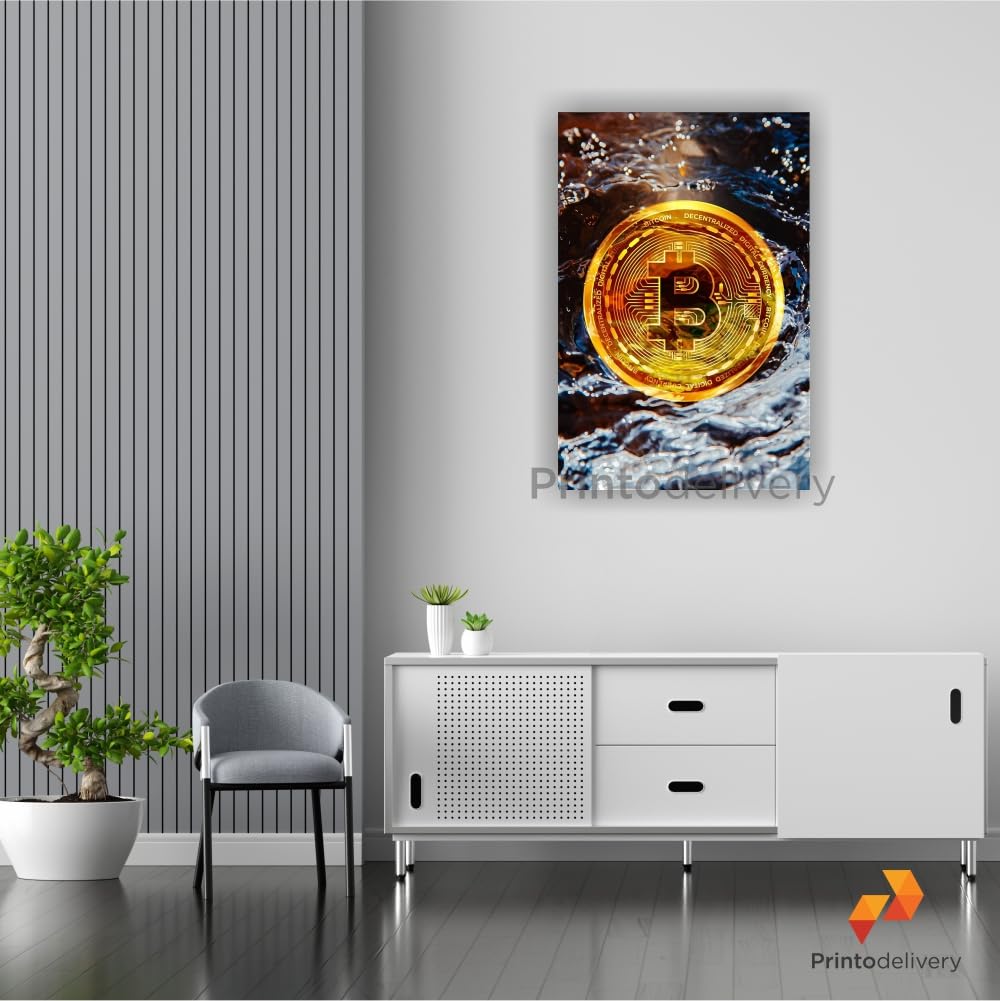 Printodelivery Bitcoin Logo Gold Vertical Abstract Colors Canvas Wall Art  Paintings for Living Room/Bedroom/Office Decor (L-48 x H-72 Inch, TR61) :  Amazon.in: Home & Kitchen