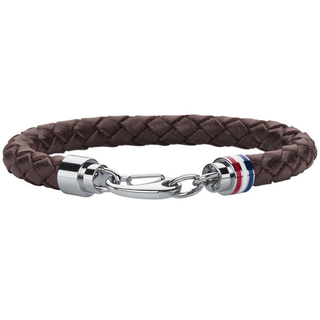 Tommy Hilfiger Jewelry Pleciona skórzana bransoletka dla mężczyzn – dostępna w kolorze brązowym lub czarnym