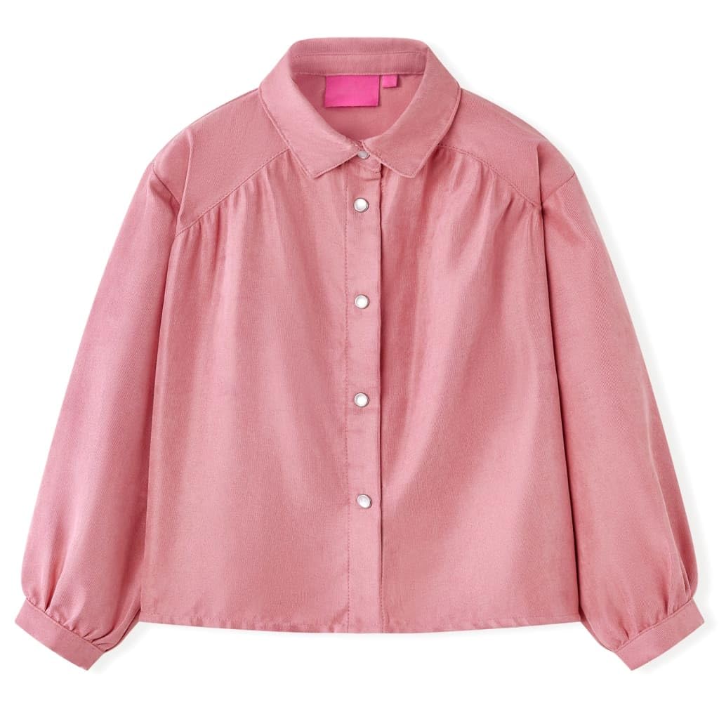 Blusa infantil con mangas de farolillo rosa viejo de poliéster y elastano. Talla para niña, parte superior cómoda para el día a día, escuela, ocio y ocasiones festivas