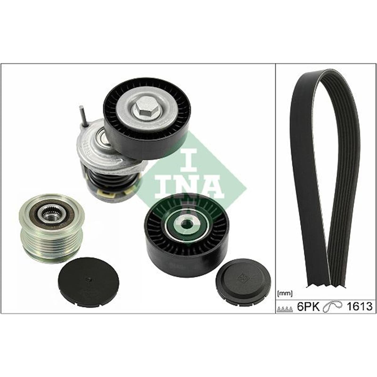 INA Kit Cinghie Poly-V 529 0467 20 1613mm Compatibilità con VW CRAFTER 30-50 Furgonato 2E CRAFTER 30-50 Pianale piatto/Telaio 2F CRAFTER 30-35 Autobus 2E, AUDI A4 Avant 8ED, B7 A4 Sedan 8EC, B7