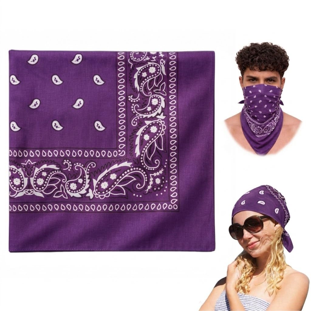 VRONZO Unisex Soft Breathable 100% Cotton Bandana for Men & Women | Head Band for Men Bike Riding, Scarf for Men, Head Scarf for Women, Multi-Purpose Paisley Printed Square 50x50 cm-picture-12