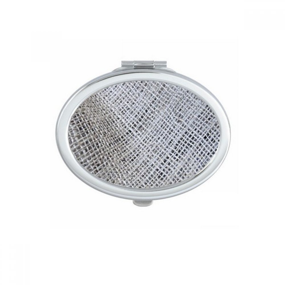 Miroir de poche en tissu de lin gris ovale pour vos retouches maquillage lors de vos sorties