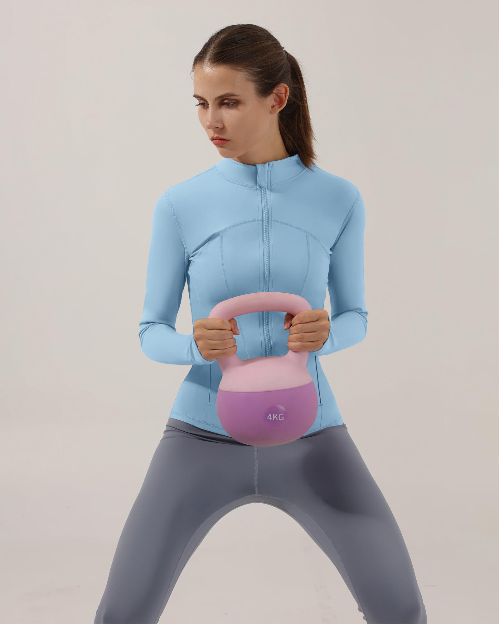 Locachy damska kurtka sportowa slim fit z pełnym zamkiem do biegania z kieszeniami