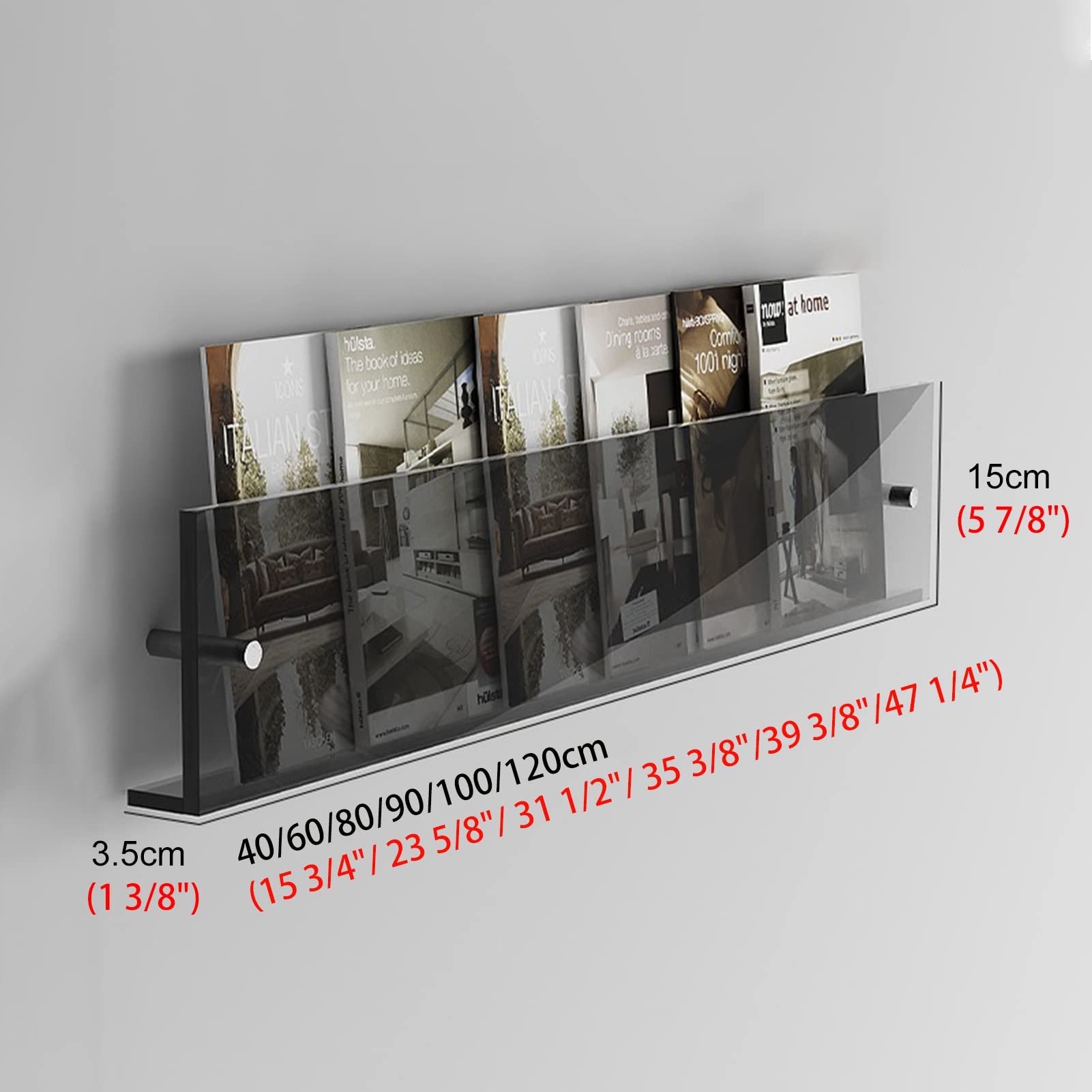 ZeitungsstäNder An der Wand Hängender Bücherregal-Zeitungsständer, Acrylbroschüren-Ausstellungsstand, Aktenordnerständer, Zeitschriftenhalter für die Heimdekoration, Einfach zu Montieren ( Color : Dar