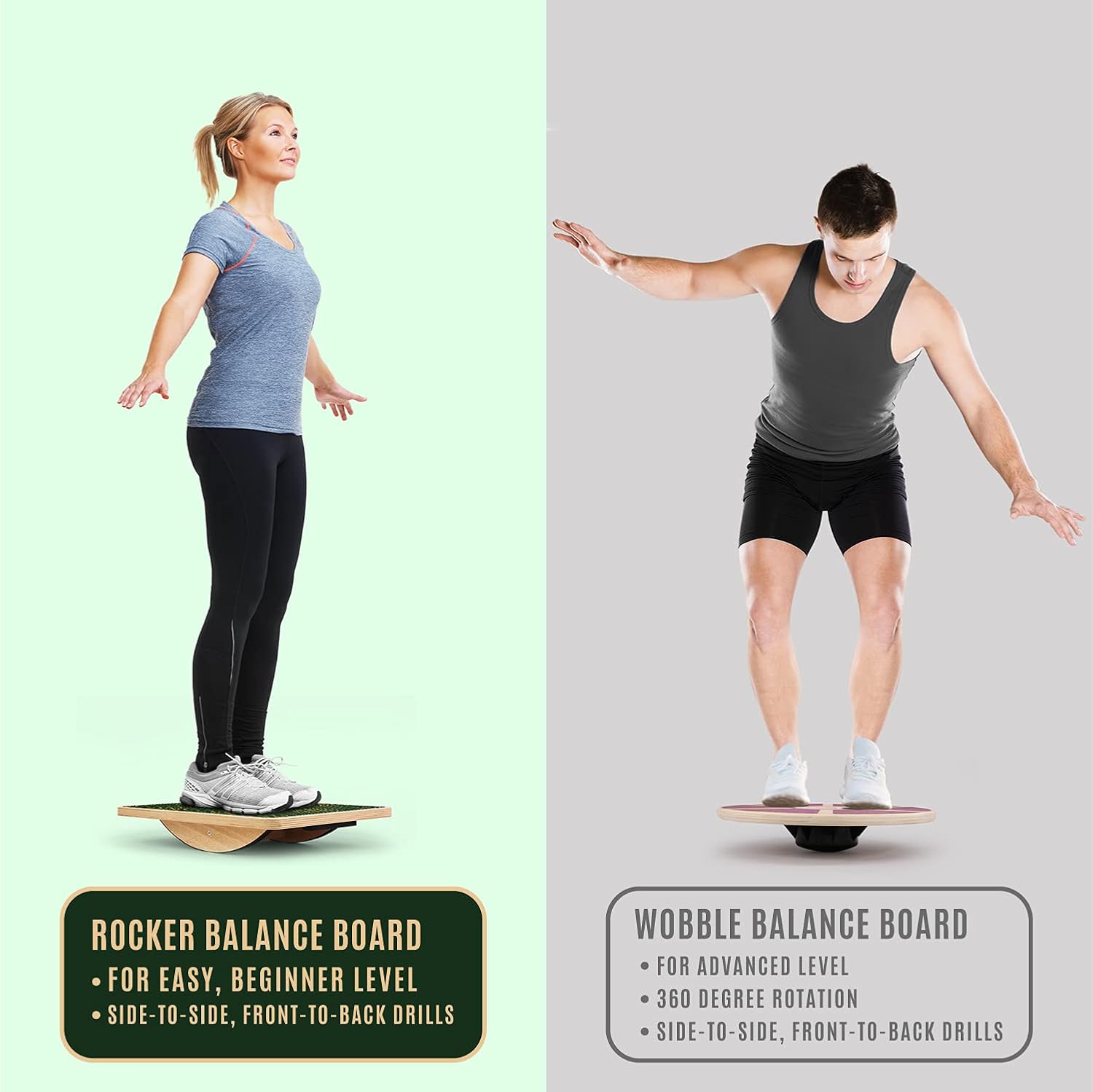 Yes4All Professional Rocker Balance Board for Physical Therapy | 17.5” Rocker Board, Rocker Wooden Balance Board for Balance & Rehabilitation Exercises (Sacramento) : Everything Else