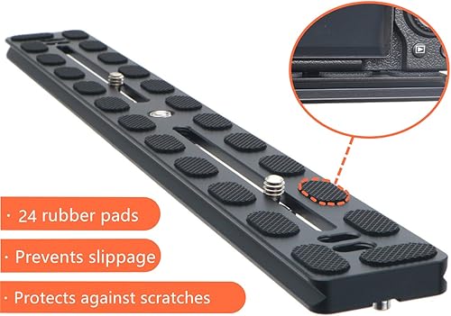 Miniatura 5 de PU-350 - Placa universal de liberación rápida larga de 13.780 in, riel deslizante de cola de milano doble con tornillo de anillo en D para cabeza de