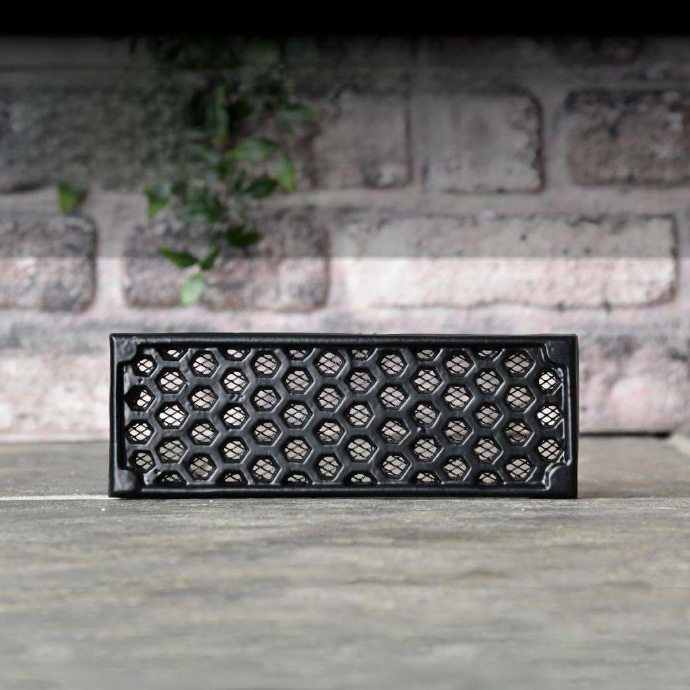 Black "Honeycomb" Cast Iron Air Brick 9" x 3" with Mesh Guard