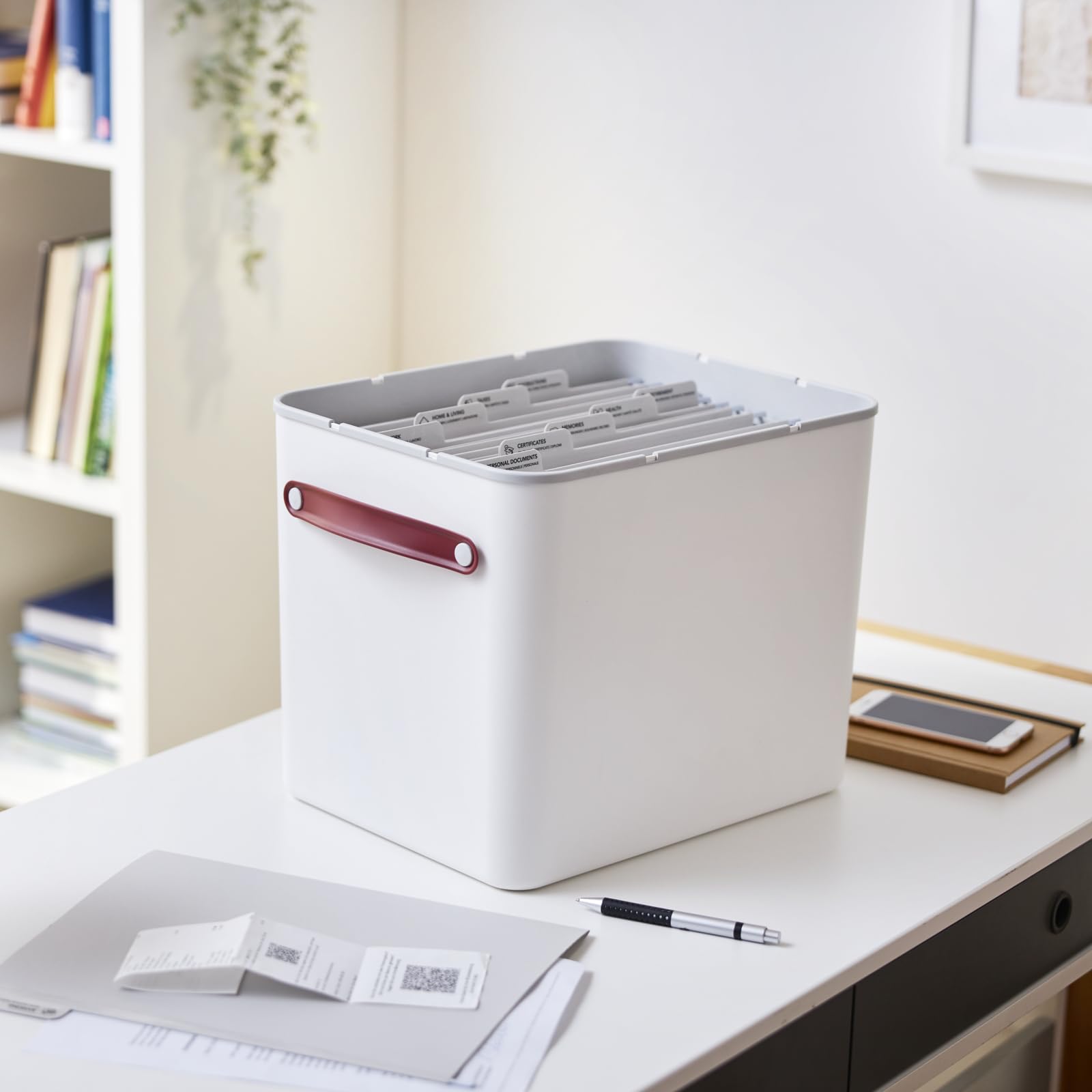 Rotho MyPaper Archive - Organizador de documentos My Paper Plus, plástico (PP), sin BPA, blanco/azul, (40 x 29,2 x 29,8 cm)
