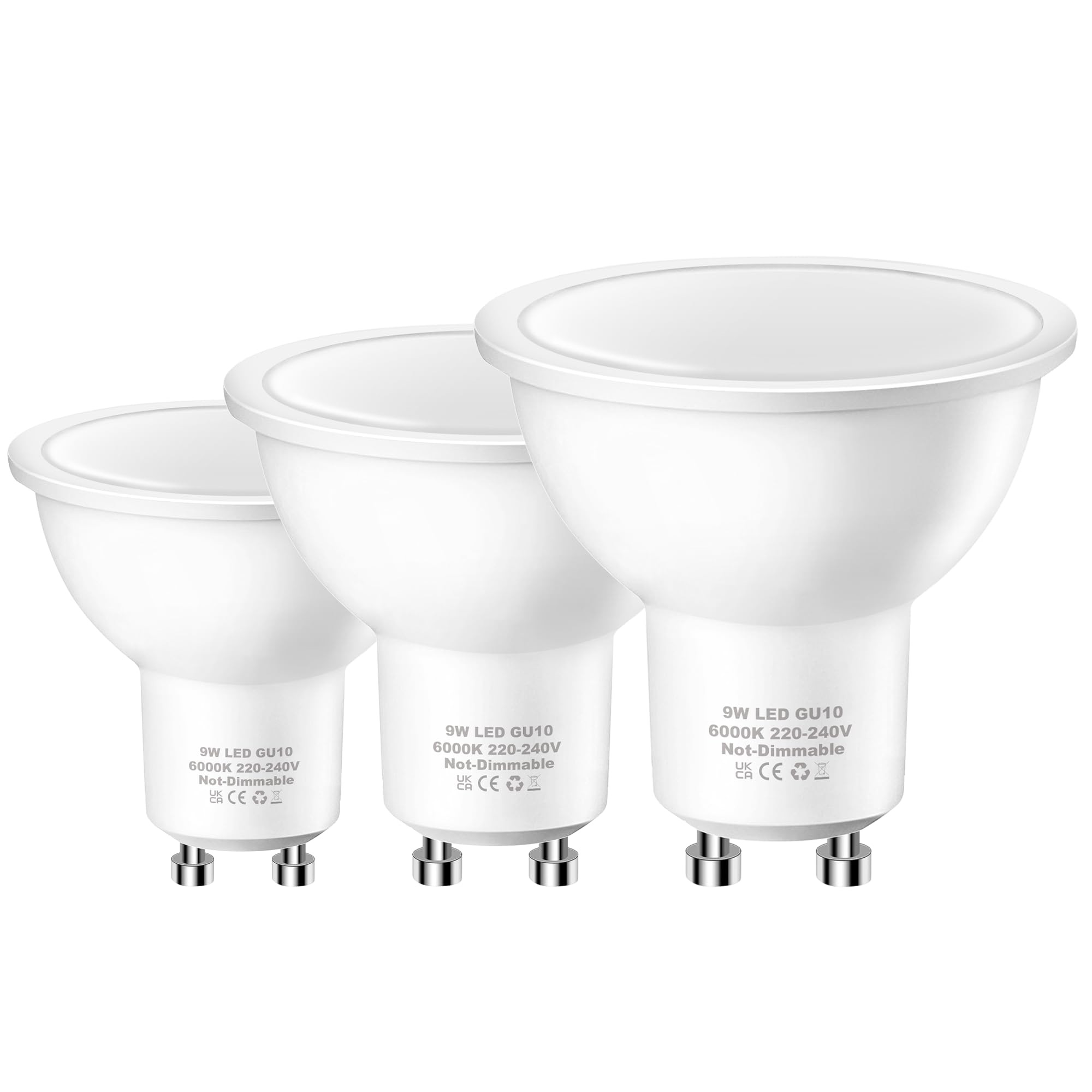 EvaStary LED GU10 Bulbs, 9W (80W Equivalent) 6000K Cool White 800LM, 3Pack