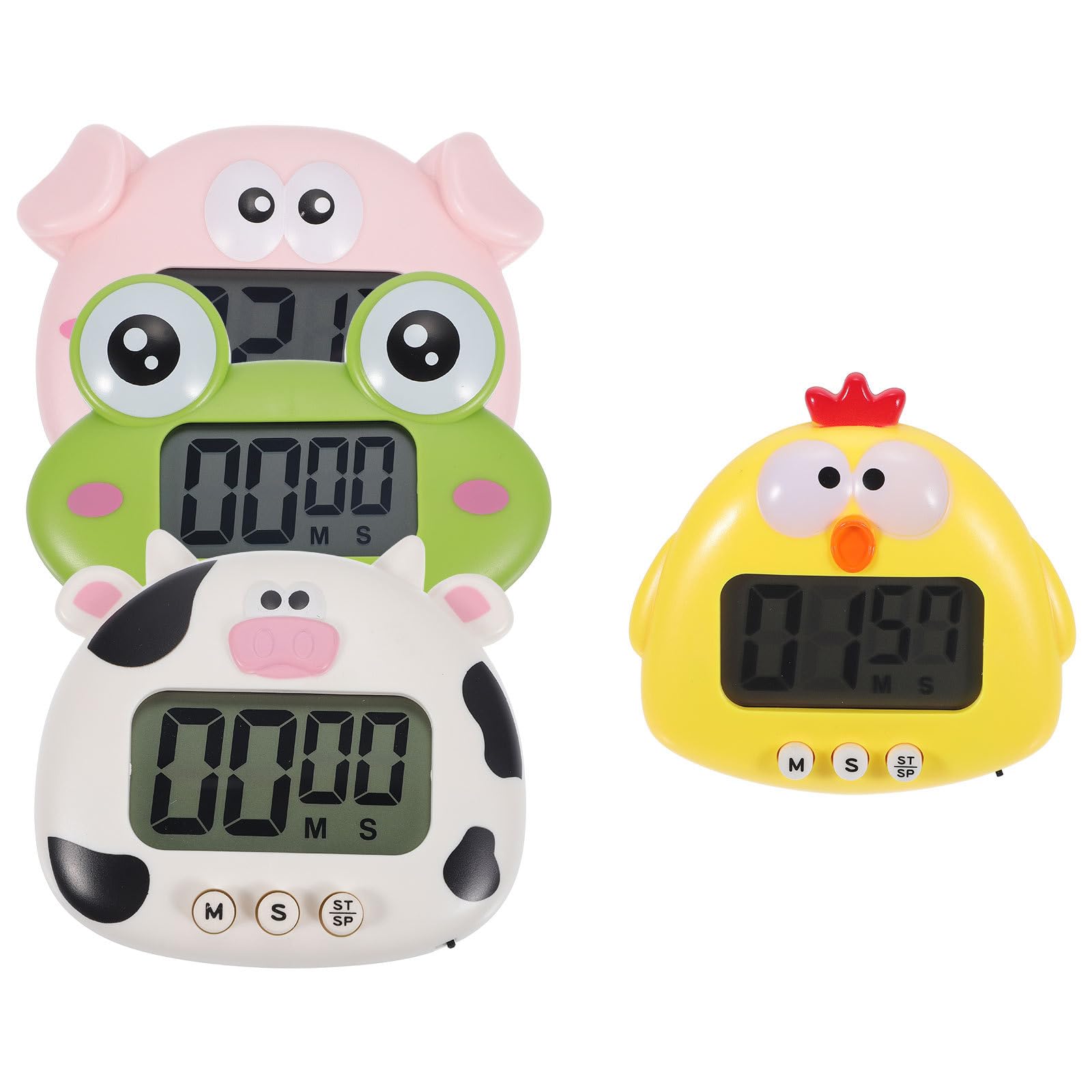 VANZACK Minuteur Cuisine Mignon en Plastique avec Design Compact, 4 Pièces Animaux Cartoon pour Gestion du Temps la Maison et Cuisson Facile