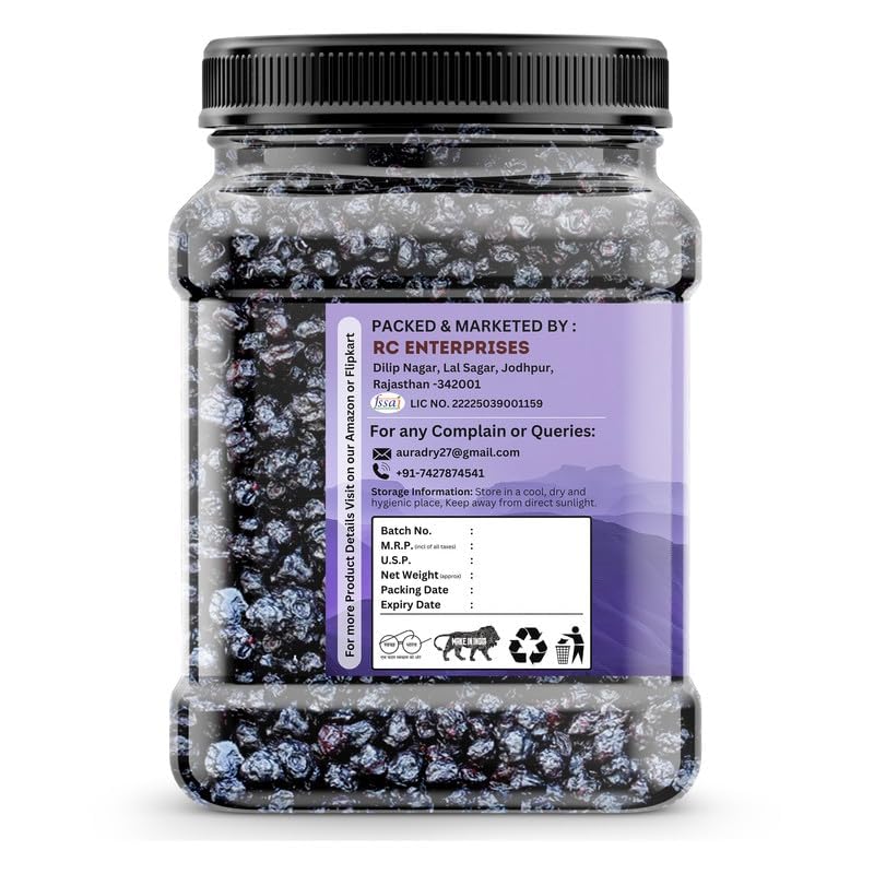 Image of AURADRY Dried Blueberries Plum 500gm | Premium Californian vegan Blueberry Dry Fruit | High in Antioxidants & Fibre | Non-GMO, No Preservatives | Healthy Superfood Snack