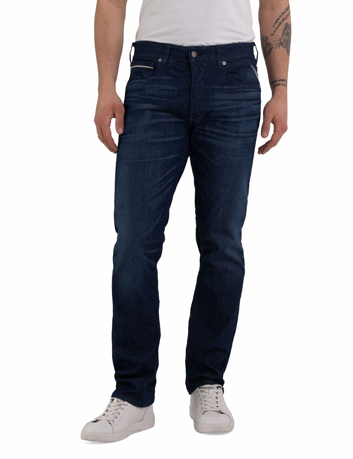 Replay Herren Jeans Grover Straight-Fit Bio, Dark Blue 007-6 (Blau), 34W / 34L
