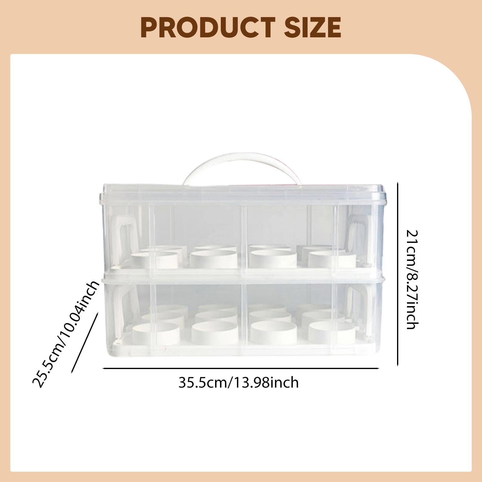 KESOTO Caja portatartas y Recipiente para con 24 Compartimentos, Resistente, de Doble Capa, con asa, Ideal para Pasteles de cumpleaños y repostería en, Blanco