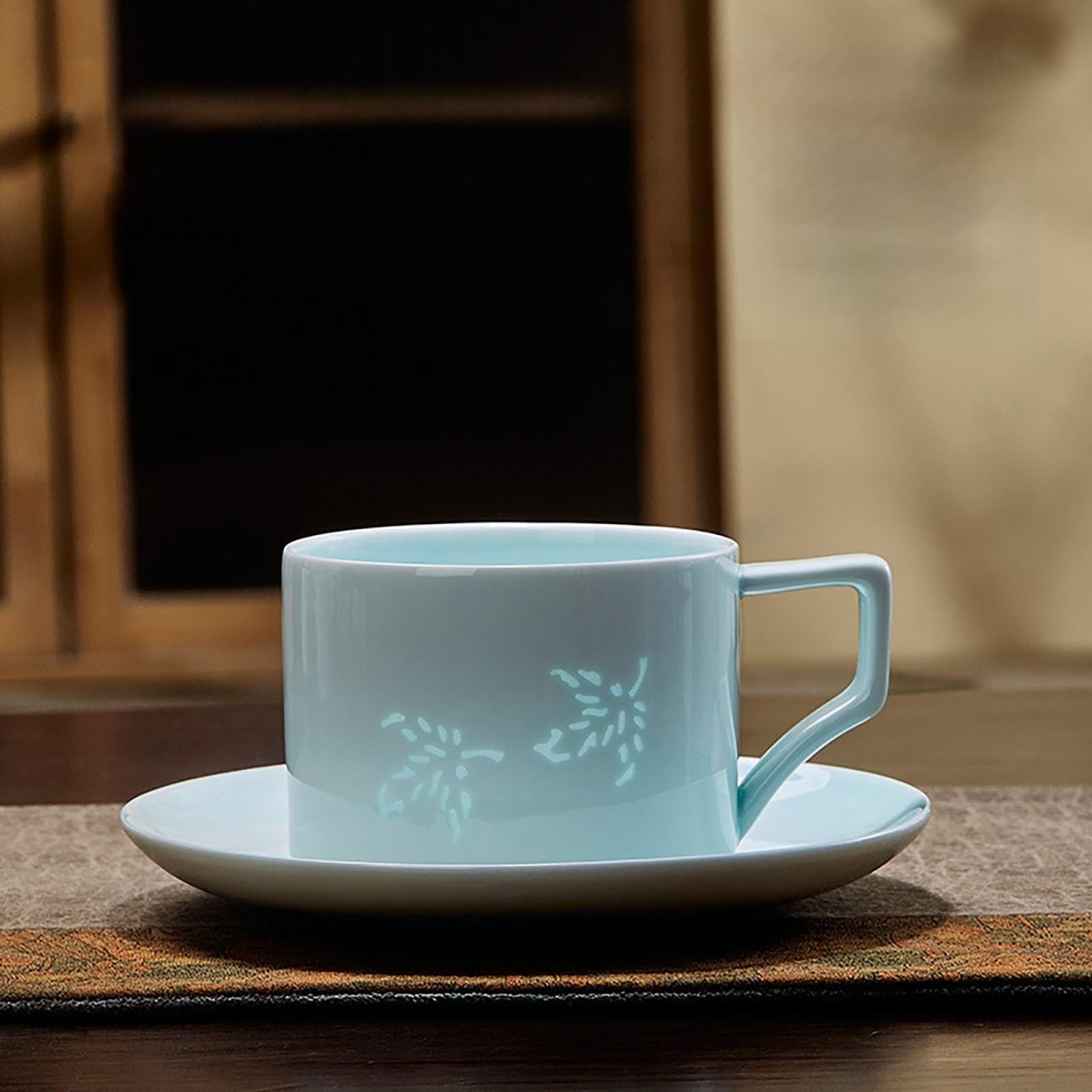 Tasse À Café En Porcelaine,280 Ml Kaffeetassen Set Porzellan Kaffeeservice Kaffeebecher Set Cappuccino Tassen Mit Unterteller Kaffeetassen Mit Untertassen Kaffeebecher Aus Steingut(A)
