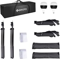 GEEKOTO Softbox szett 50x70cm fotóstúdió világítás 2db izzóval és állvánnyal 8