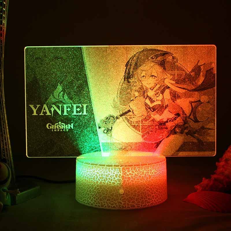 Genshin Impact Yan Fei 3D LED Illusion Night Light, Remote Smart Touch 16-Colorful Vision Stereo Light USB Desk Lamp (21cm×16cm×5.5cm