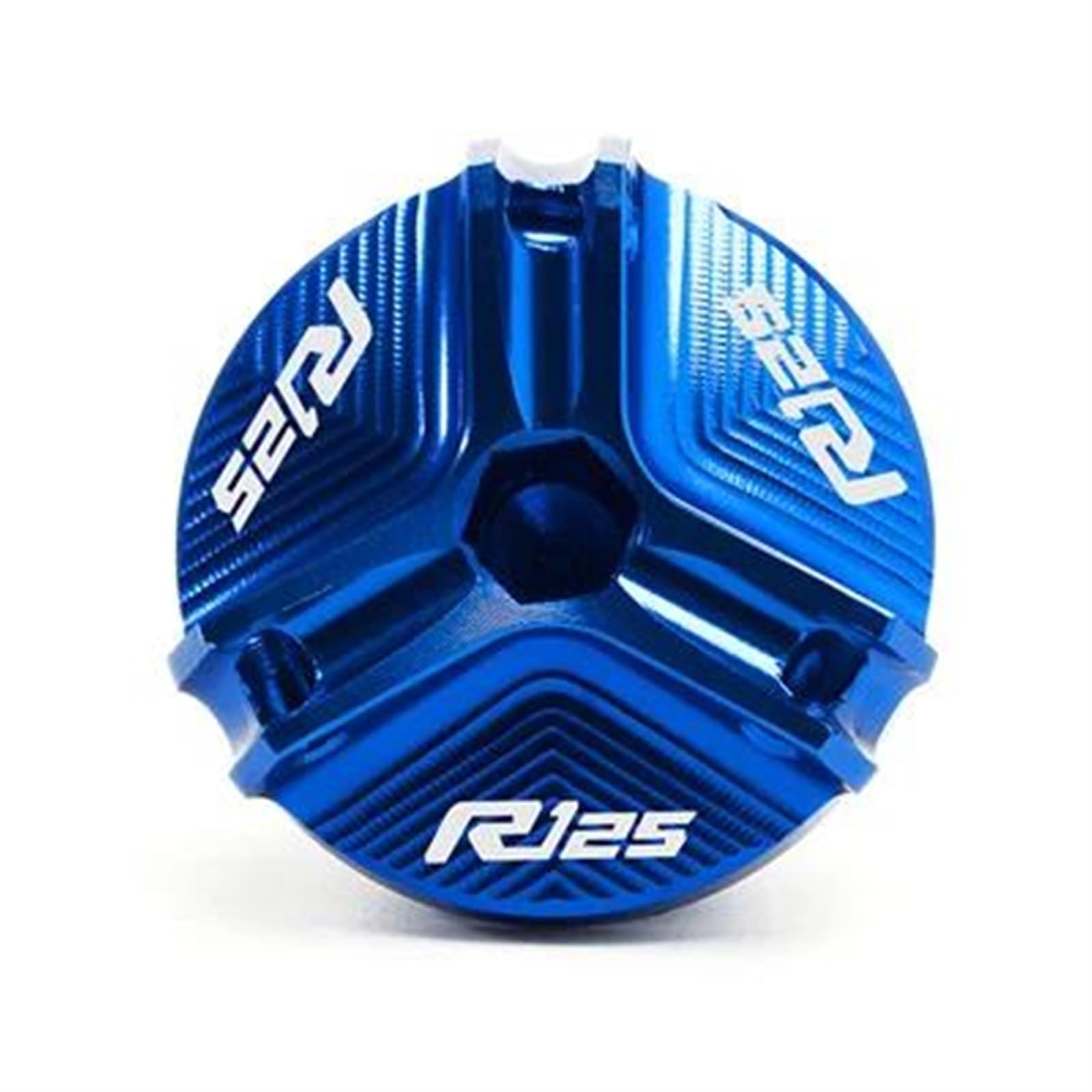 Tapa de aluminio mecanizado para depósito de aceite de motor R125 color azul 4
