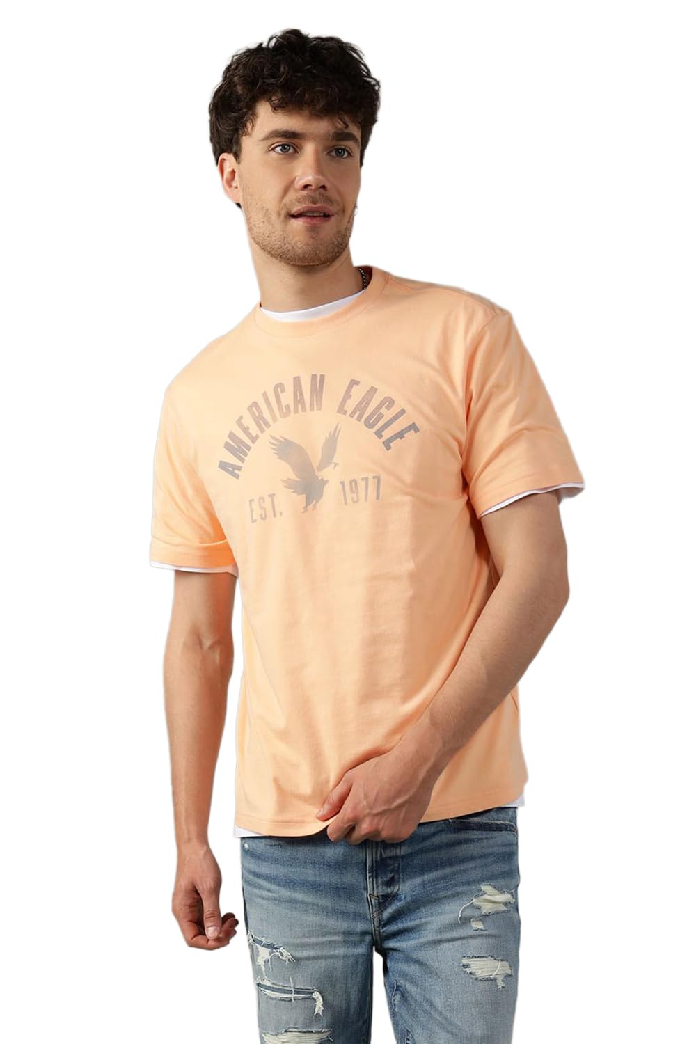American Eagle Men Orange Logo Graphic T-Shirt-image-30