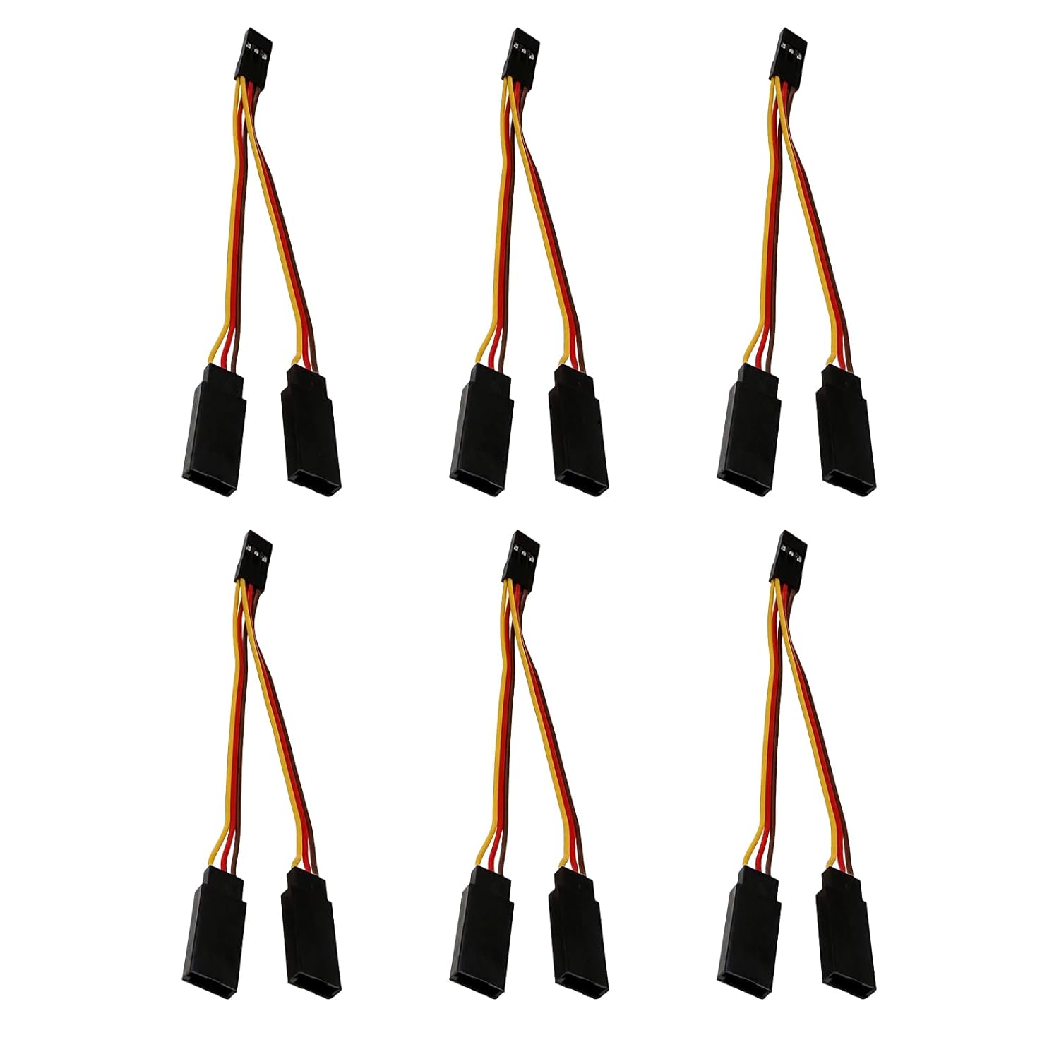 6 Pcs JR Servo Y Splitter Cable,1 Female to 2 Male Extension Harness Lead Wire for RC Cars, Boats, Drones, Airplane Models（11CM 22-AWG）