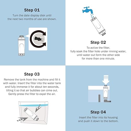 Miniatura 4 de Paquete de 3 filtros de repuesto compatibles con filtro DeLonghi DLSC002, cartuchos de filtro de agua ablandador de carbón activado, compatible con