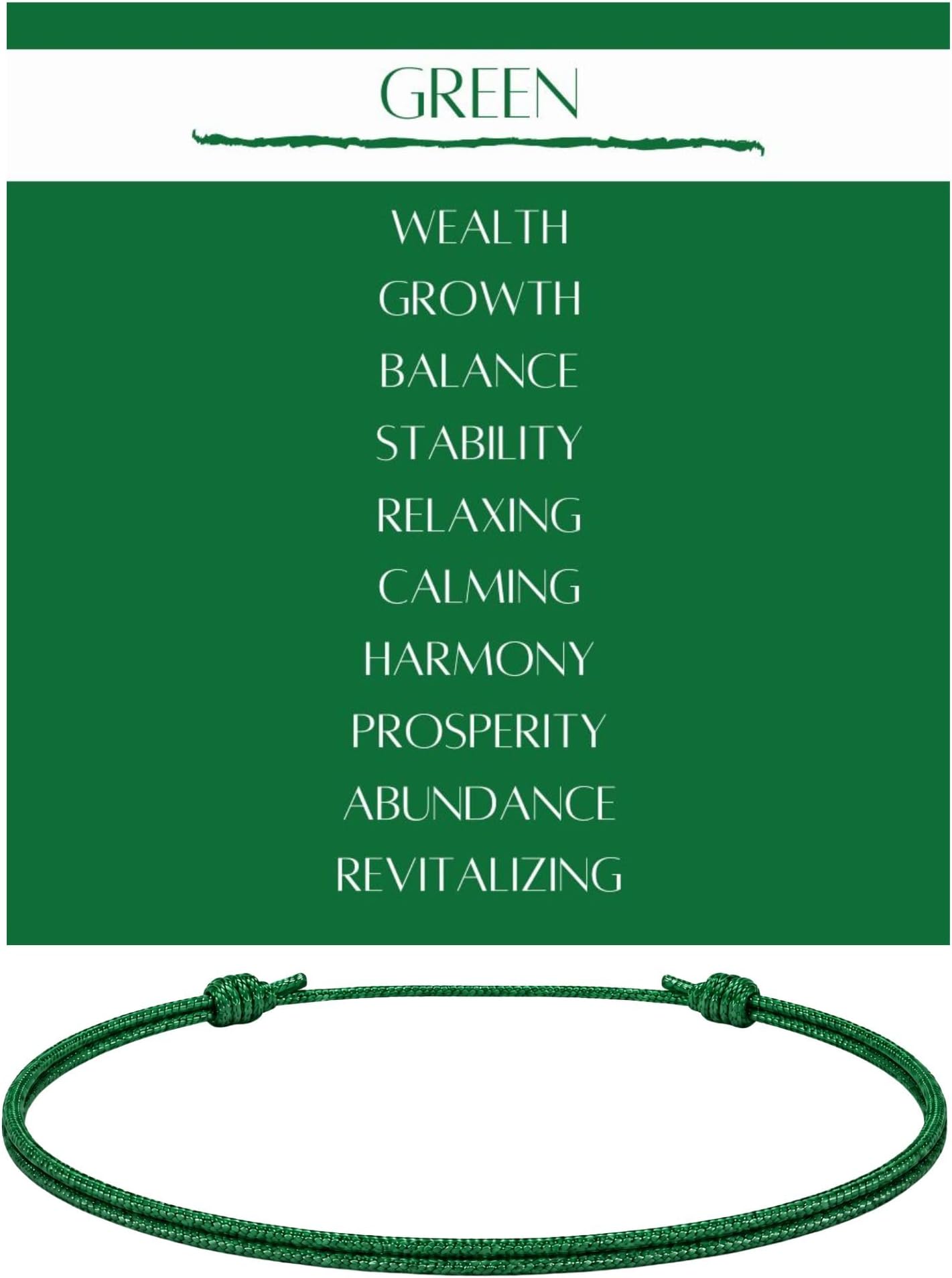 Green Bracelet for Men - Adjustable Bracelet for Women - Unisex Adult Waterproof Nylon Cord Surfer Wealth Abundance Mental Health Awareness