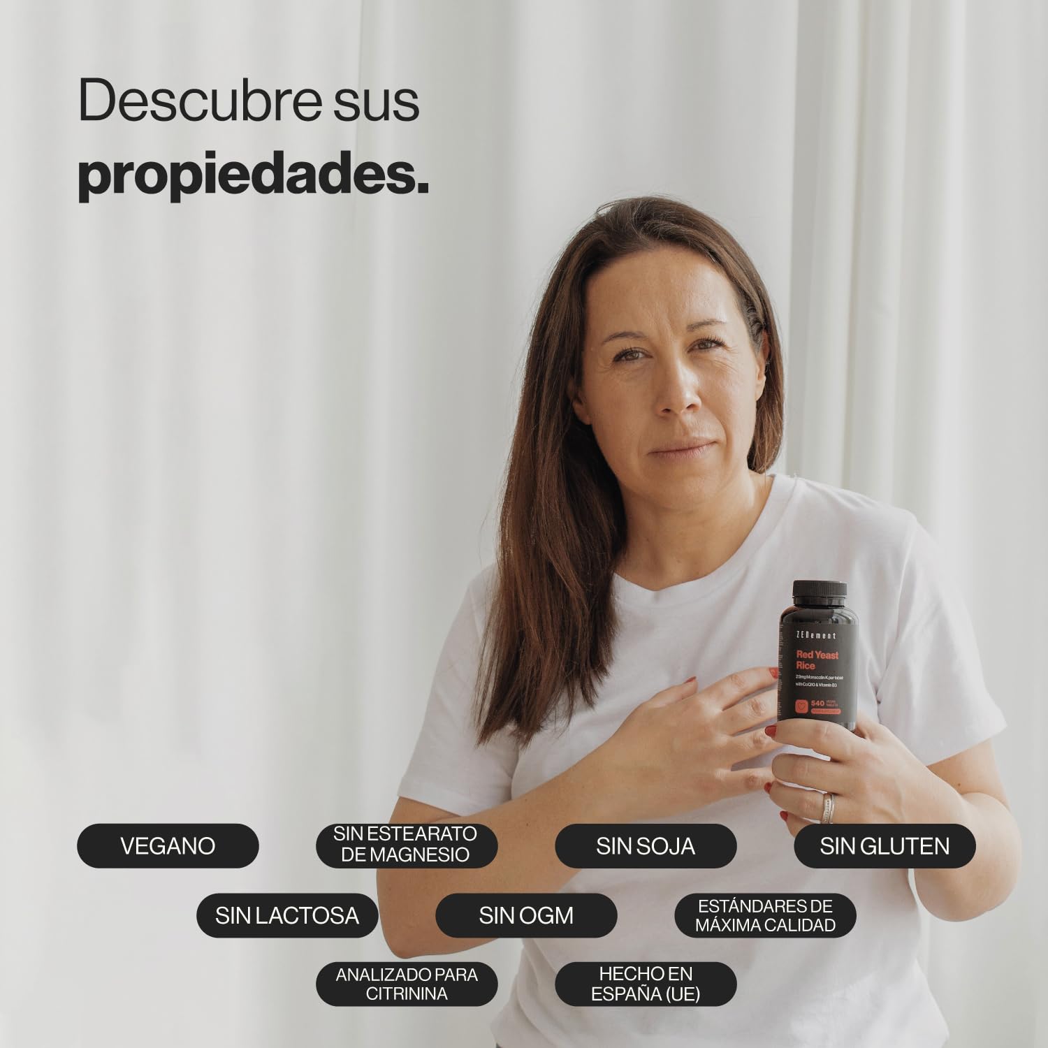 Levadura Roja de Arroz, 540 Comprimidos Veganos | Aporta 2,9mg de Monacolina K, Enriquecido con Coenzima Q10 y Vitamina B3 | Libre de Citrinina | Zenement