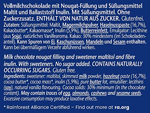 frankonia CHOCOLAT NO SUGAR ADDED Nougat Schokolade glutenfrei, 100 g – Bild 8