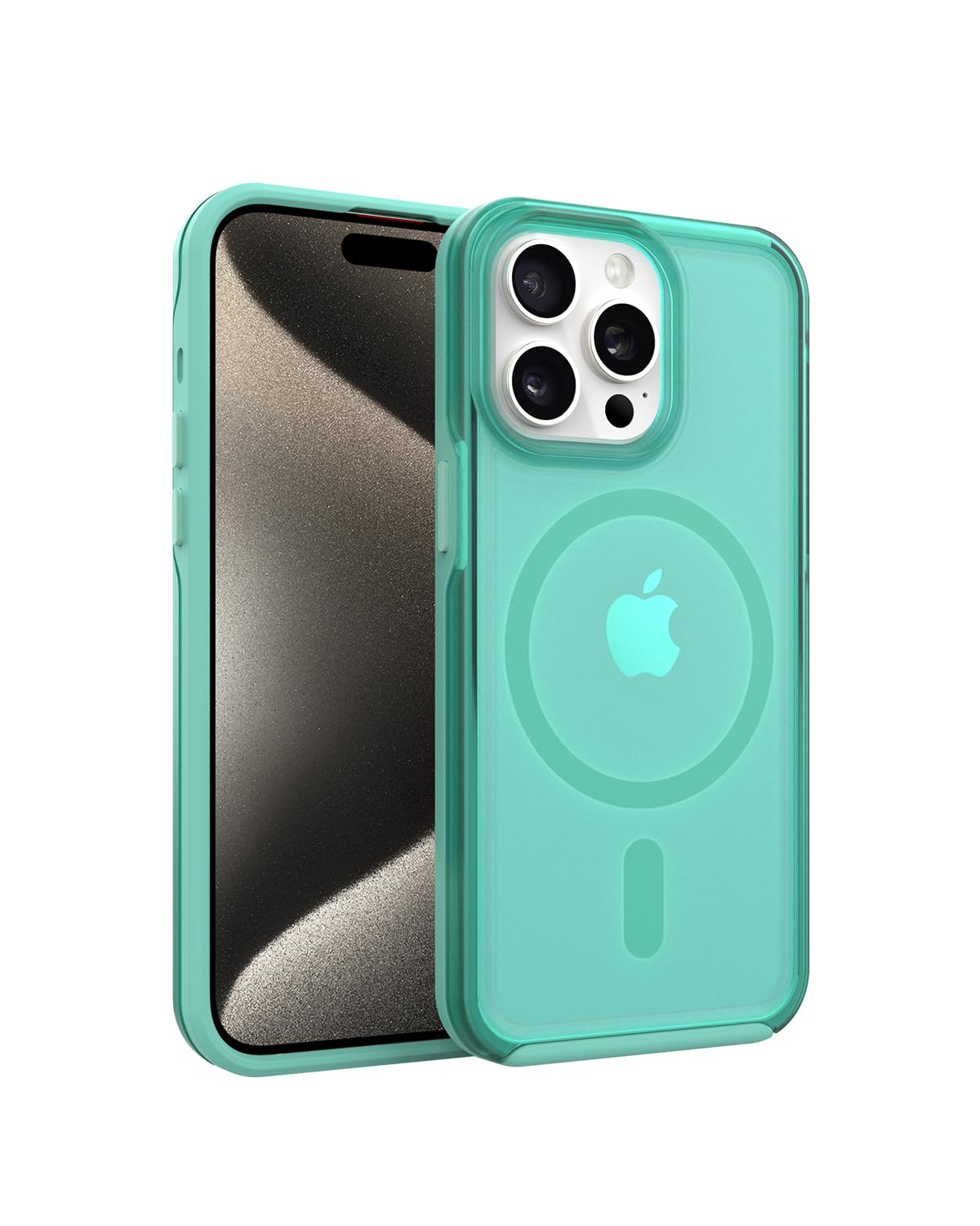 ArtsEvo Strong Magnetic for iPhone 15 Pro Max Case, Compatible with MagSafe, 360° Military-Grade Protection, Slim Translucent Matte Phone Case, Mint