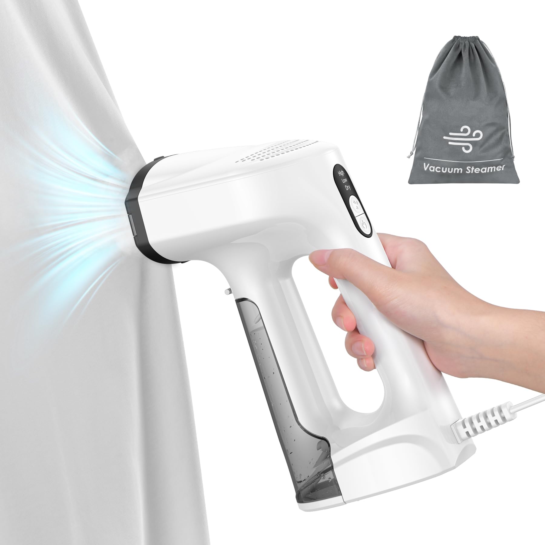 Sweepulire Vacuum Steamer for Clothes, 3500Pa Suction Handheld Clothes Steamer, 3 Modes, LED Display, Portable Travel Steamers for Clothes, Steaming & Ironing 2 In 1, 160ml Water Tank (for 220-240V)