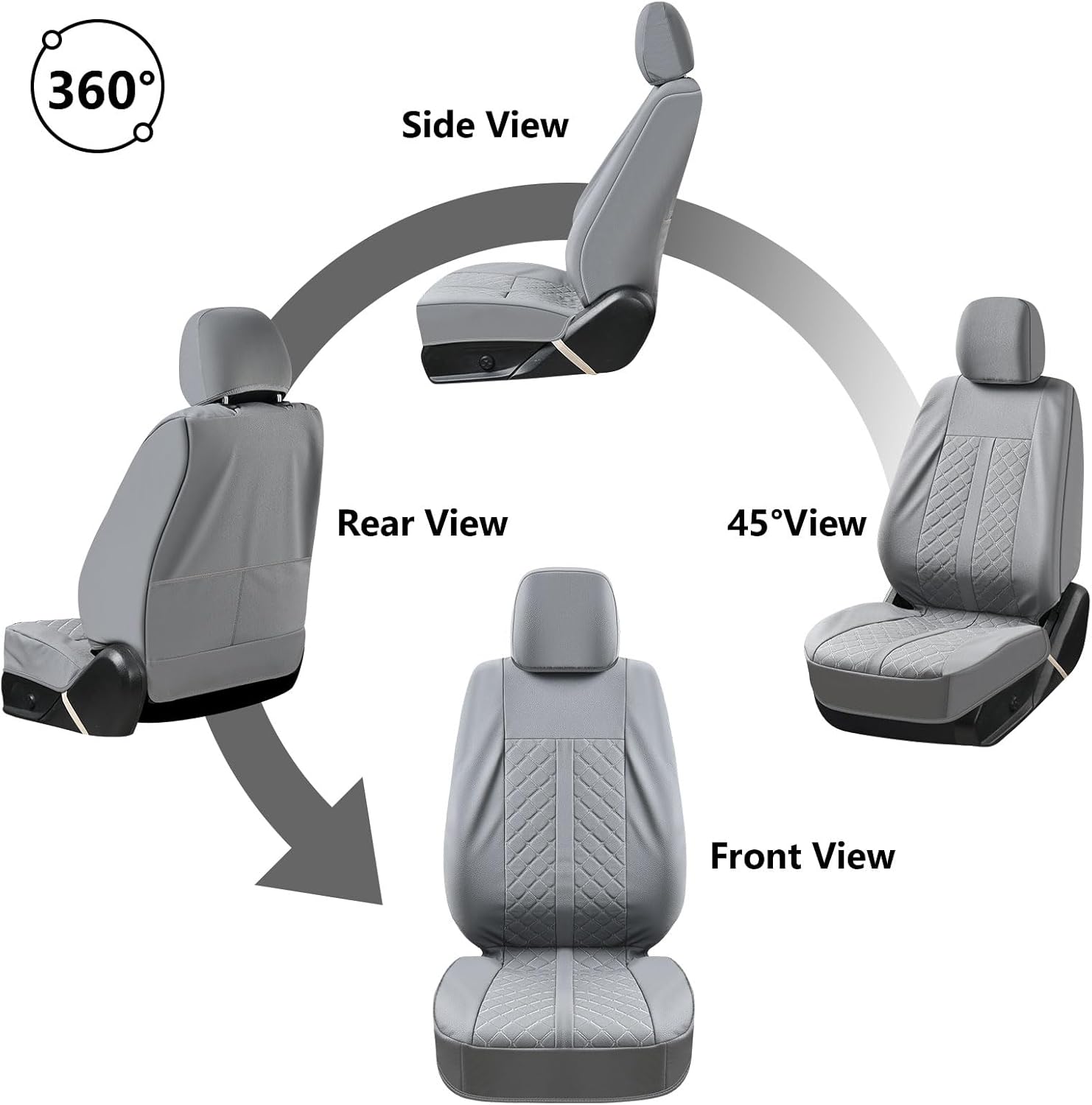 Truckiipa Custom Fit for Toyota Tacoma Seat Covers Front Leather Waterproof Car Seat Covers Fit for 2016-2023 Toyota Tacoma Double Crew Cab, Front Pair, Gray