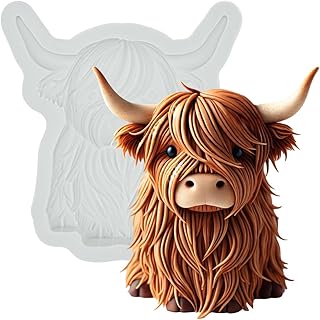 Fondant Mold Highland Cow Farm Animal Cake Topper 3" Tall