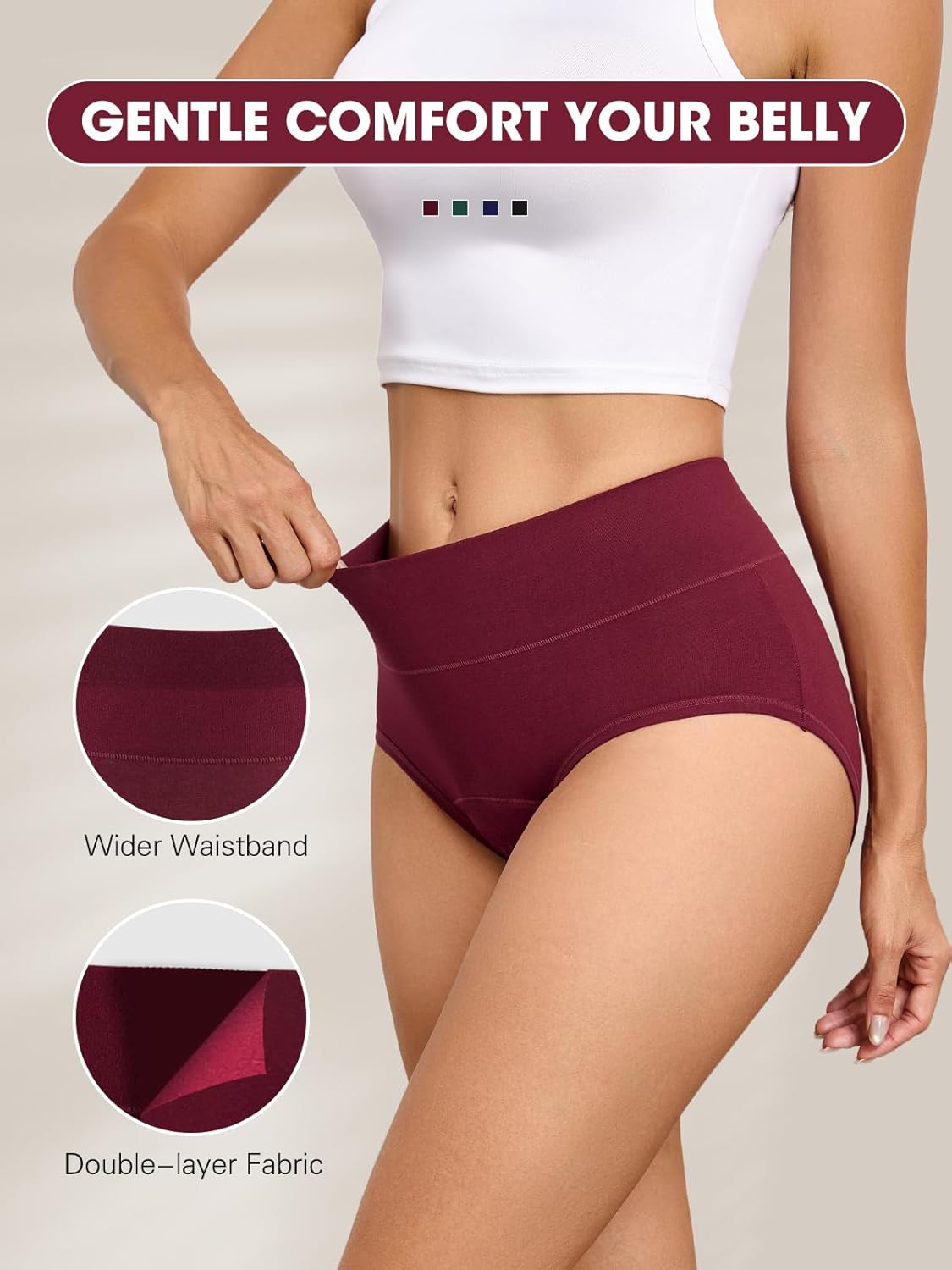 ACEJUNE Period Cotton Underwear for Women: Leak-Proof Menstrual Comfort Panties for Teens and Postpartum 4 Pack - Image 6