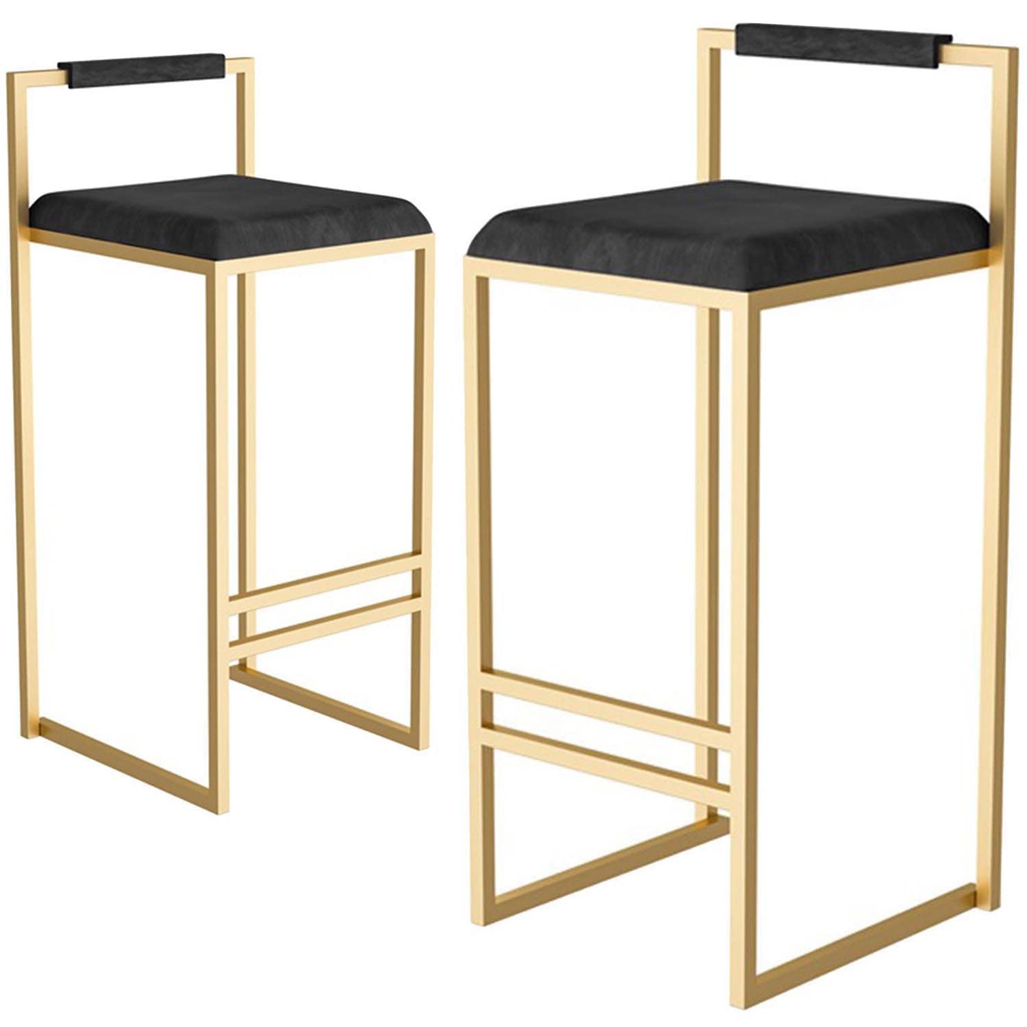 AYCDL Industrial Bar Stool, Bar Stools Set of 2, Square Dining Chairs Upholstered Breakfast Stools with Footrest and Back, for Breakfast Bar Counter Kitchen and Home
