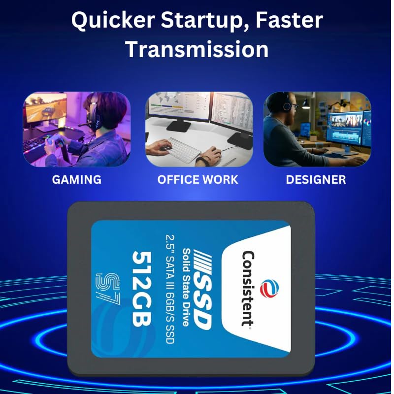 Image of Consistent SSD 512GB 2.5 Inch SATA Internal SSD - Read: 550MB /s & Write: 500MB /s - Solid-State Drive 5 Year Warranty (512, GB)